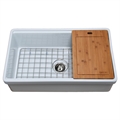 Empire Industries TO33S Tosca 33 1/8" Single Bowl Farmhouse Fireclay Kitchen Sink in White with Cutting Board, Grid and Strainer