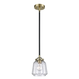 Innovations Lighting 284-1S-G142 Chatham 6" One Light Clear Cased Glass Mini Pendant with LED or Incandescent Bulb Option