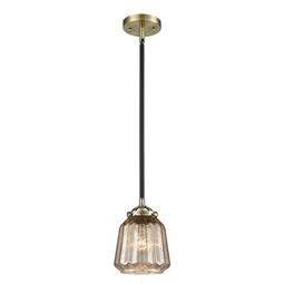 Innovations Lighting 284-1S-G146 Chatham 6" One Light Mercury Plated Cased Glass Mini Pendant with LED or Incandescent Bulb Option