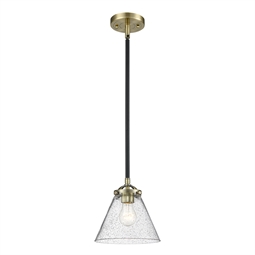 Innovations Lighting 284-1S-G44 Large Cone 7 3/4" One Light Seedy Cased Glass Mini Pendant with LED or Incandescent Bulb Option