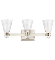 Kichler 45712PNLED Kayva 3 Light 24" Wall Mount LED Clear Glass Vanity Light in Polished Nickel