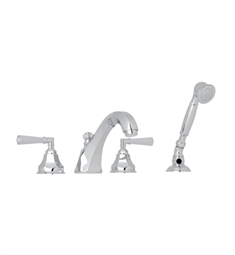 ROHL A1904LM Palladian 8 1/8" Four Hole Deck Mount Tub Filler with Hand Shower and Metal Levers
