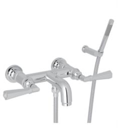 ROHL A2302-73LM San Giovanni Four Hole Floor Mount Tub Filler with Hand Shower and Metal Levers