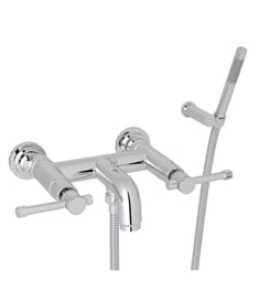 ROHL A3302IL Campo 7" Two Hole Wall Mount Tub Filler with Hand Shower and Metal Levers