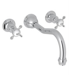 ROHL U.3781X-TO Perrin and Rowe Edwardian 10" Three Hole Wall Mount C-Spout Tub Filler with Cross Handles Trim Only