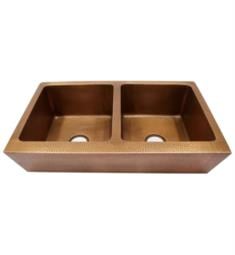 Barclay FSCDB3570-AC Grecia 36" Double Bowl Farmhouse Rectangular Kitchen Sink in Hammered Antique Copper