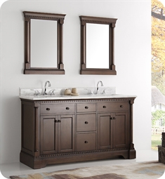 Fresca FCB2260AC-I Kingston 61" Antique Coffee Traditional Bathroom Vanity with Double Sink
