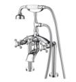 Barclay 4612-MC Vintage 15" Three Handle Deck Mounted Tub Filler with Hand Shower and Diverter