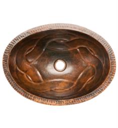 Premier Copper Products LO19FBDDB 19" Oval Braid Under Counter Hammered Copper Bathroom Sink in Oil Rubbed Bronze