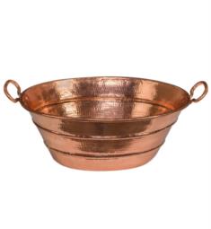 Premier Copper Products VOB16 19" Oval Bucket Vessel Hammered Copper Bathroom Sink with Handles