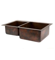 Premier Copper Products K40DB33229 33" Double Bowl Undermount Hammered Copper Kitchen 40/60 Sink in Oil Rubbed Bronze
