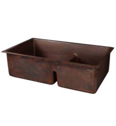 Premier Copper Products K60DB33199-SD5 33" Double Bowl Undermount Hammered Copper Kitchen 60/40 Sink with 5" Short Divider in Oil Rubbed Bronze
