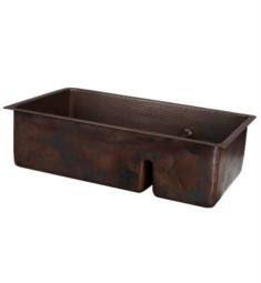 Premier Copper Products K70DB33199-SD5 33" Double Bowl Undermount Hammered Copper Kitchen 70/30 Sink with 5" Short Divider in Oil Rubbed Bronze