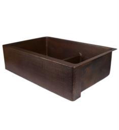 Premier Copper Products KA60DB33229-SD5 33" Double Bowl Apron-Front Hammered Copper Kitchen 60/40 Sink with 5" Short Divider in Oil Rubbed Bronze