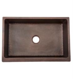 Premier Copper Products KASDB33229BS 33" Single Bowl Apron-Front Hammered Copper Kitchen Sink with Barrel Strap Design in Oil Rubbed Bronze