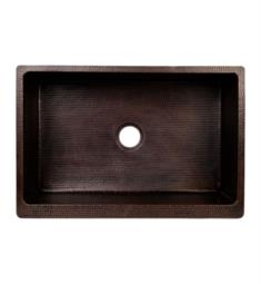 Premier Copper Products KASDB33229R 33" Single Bowl Apron-Front Hammered Copper Kitchen Sink with Rings in Oil Rubbed Bronze