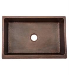 Premier Copper Products KASDB33229ST 33" Single Bowl Apron-Front Hammered Copper Kitchen Sink with Star Design in Oil Rubbed Bronze