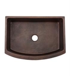 Premier Copper Products KASRDB33249 33" Single Bowl Apron-Front Hammered Copper Rounded Kitchen Sink in Oil Rubbed Bronze