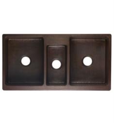 Premier Copper Products KATDB422210 42" Triple Bowl Apron-Front Hammered Copper Kitchen Sink in Oil Rubbed Bronze