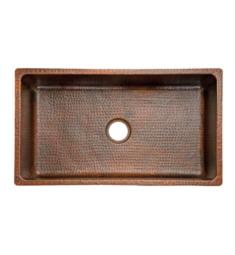 Premier Copper Products KSDB33199 33" Single Bowl Undermount Hammered Copper Kitchen Sink in Oil Rubbed Bronze