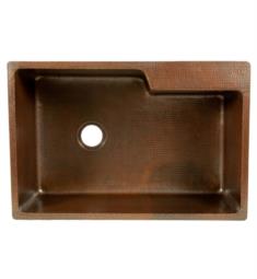 Premier Copper Products KSFDB33229 33" Single Bowl Undermount Hammered Copper Kitchen Sink with Space For Faucet in Oil Rubbed Bronze