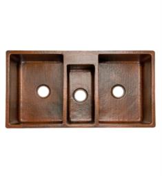 Premier Copper Products KTDB422210 42" Triple Bowl Undermount Hammered Copper Kitchen Sink in Oil Rubbed Bronze