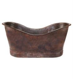 Premier Copper Products BTD67DB 67" Freestanding Hammered Copper Double Slipper Soaker Bathtub in Oil Rubbed Bronze