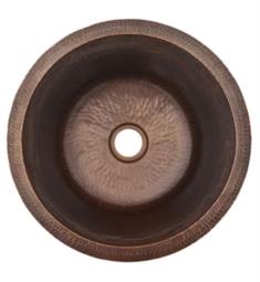 Premier Copper Products BR16 16" Single Bowl Dual Mount Round Hammered Copper Bar and Prep Sink