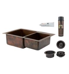 Premier Copper Products KSP3-K60DB33229 33" Double Basin Undermount 60/40 Kitchen Sink and Drain