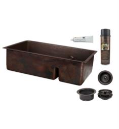 Premier Copper Products KSP3-K70DB33199-SD5 33" Double Basin Undermount 70/30 Kitchen Sink with Short Divider and Drain