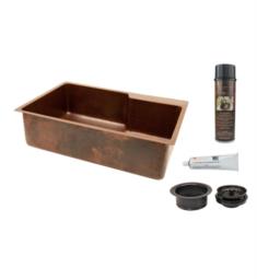 Premier Copper Products KSP3-KSFDB33229 33" Single Basin Drop-In Kitchen Sink with Space for Faucet and Drain