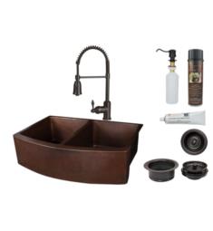 Premier Copper Products KSP4-KA50RDB33249 33" Double Basin Farmhouse/Apron Front Kitchen Sink and Faucet Combo