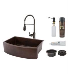 Premier Copper Products KSP4-KASRDB30249 30" Single Basin Farmhouse/Apron Front Kitchen Sink and Faucet Combo