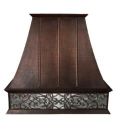 Premier Copper Products HV-EURO38S-NB-C2036BP Euro 38" Hammered Copper Wall Mount Range Hood with Filters and Nickel Background Scroll Design in Oil Rubbed Bronze