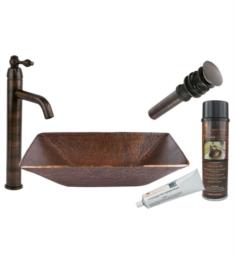 Premier Copper Products BSP1-PVMRECDB 17" Rectangle Hand Forged Old World Copper Vessel Sink and Faucet in Oil Rubbed Bronze