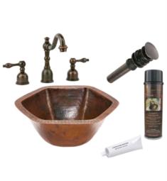 Premier Copper Products BSP2-LH15.5DB 15 1/2" Hexagon Under Counter Hammered Copper Sink and Faucet in Oil Rubbed Bronze