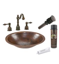 Premier Copper Products BSP2-LO17FDB 17" Small Oval Under Counter Hammered Copper Sink and Faucet in Oil Rubbed Bronze