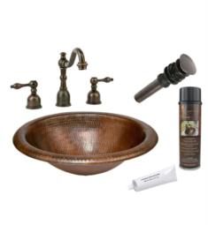 Premier Copper Products BSP2-LO18RDB 18" Wide Rim Oval Self Rimming Drop-In Hammered Copper Vessel Sink and Faucet in Oil Rubbed Bronze