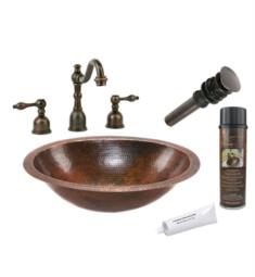 Premier Copper Products BSP2-LO19FDB 19" Oval Under Counter Hammered Copper Sink and Faucet in Oil Rubbed Bronze
