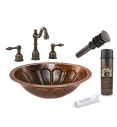 Premier Copper Products BSP2-LO19FSBDB 19" Oval Copper Sunburst Undermount Bathroom Sink with Widespread Faucet in Oil Rubbed Bronze