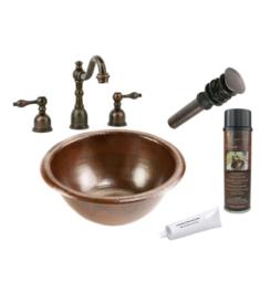 Premier Copper Products BSP2-LR14RDB 14" Round Copper Self Rimming Drop-In Bathroom Sink with Widespread Faucet in Oil Rubbed Bronze