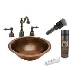 Premier Copper Products BSP2-LR17FDB 17" Round Copper Undermount Bathroom Sink with Widespread Faucet in Oil Rubbed Bronze
