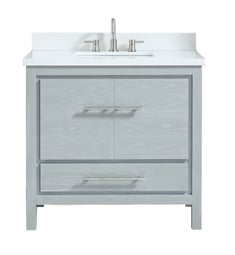 Avanity RILEY-VS37-SSG Riley 37" Freestanding Single Bathroom Vanity with White Quartz Top in Sea Salt Gray