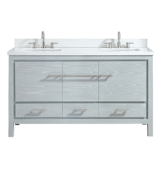 Avanity RILEY-VS61-SSG Riley 61" Freestanding Double Bathroom Vanity with White Quartz Top in Sea Salt Gray
