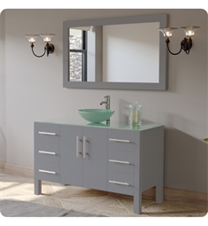 Cambridge Plumbing 8116B-G 48" Free Standing Solid Oak Wood and Glass Single Vessel Sink Bathroom Vanity Set in Gray