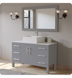 Cambridge Plumbing 8116G 48" Free Standing Solid Oak Wood and Porcelain Single Vessel Sink Bathroom Vanity Set in Gray