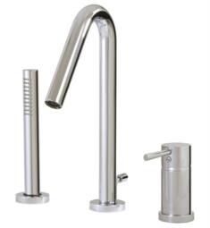 Aquabrass ABFBX7513 Xround 11" Three Hole Deck Mounted Roman Tub Faucet with Microphone Style Handshower