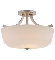 Nuvo 60-5826 Laguna 2 Light 15 1/4" Incandescent Semi Flush Mount Ceiling Light in Brushed Nickel with White Glass