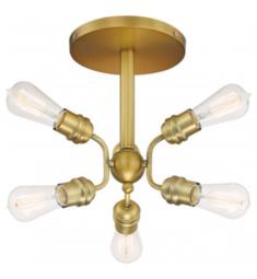 Nuvo 60-6926 Faraday 6 Light 16 1/2" Incandescent Semi Flush Mount Ceiling Light in Brushed Brass