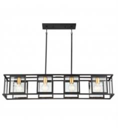 Nuvo 60-6417 Payne 4 Light 42" Incandescent Island Pendant in Midnight Bronze with Clear Beveled Glass Shade